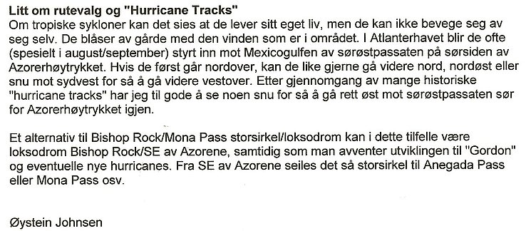 Litt om rutevalg eller "Hurricane Tracks"